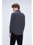 Gri Slim Fit 100% Pamuklu Düğmeli Yaka Uzun Kollu Klasik Gömlek 5
