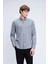 Gri Slim Fit Uzun Kol Düğmeli Yaka Flanel Gömlek 1