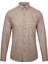 Kahverengi Slim Fit Uzun Kollu Düğmeli Yaka Pamuklu Gömlek 1