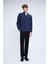 Lacivert Slim Fit Uzun Kol Düğmeli Yaka Flanel Gömlek 2