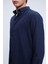 Lacivert Slim Fit Uzun Kol Düğmeli Yaka Flanel Gömlek 4