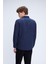 Lacivert Slim Fit Uzun Kol Düğmeli Yaka Flanel Gömlek 5