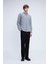 Gri Slim Fit Uzun Kol Düğmeli Yaka Flanel Gömlek 2