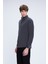 Gri Slim Fit 100% Pamuklu Düğmeli Yaka Uzun Kollu Klasik Gömlek 3