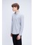 Gri Slim Fit Uzun Kol Düğmeli Yaka Flanel Gömlek 3