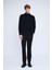 Siyah Slim Fit 100% Pamuklu Düğmeli Yaka Uzun Kollu Klasik Gömlek 2