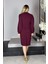 G1192 Düğme Detaylı Elbise Bordo 2