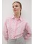 Önü Düğmeli Çiçekli Terrycotton Gömlek Pembe 3