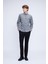Gri Slim Fit Uzun Kollu Düğmeli Yaka Pamuklu Gömlek 2