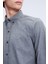 Gri Slim Fit Uzun Kollu Düğmeli Yaka Pamuklu Gömlek 4