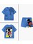Erkek Çocuk Mickey Mouse Basklı Mavi Renk Şortlu Beli Bağcıklı Lastikli Alt Üst Pamuklu Ikili Takım 1