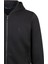 Siyah Regular Fit Pamuklu Tam Fermuarlı Kapüşonlu Sweatshirt 3