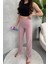 Kadın Gül Kurusu Yüksek Bel Fitilli Bol Paça Günlük Ince Eşofman Altı Pijama 4