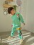 Yeşil Mickey Mouse Baskılı Pamuklu Mevsimlik Kumaş Erkek Çocuk Beli Bağcıklı Lastikli Ayarlanabilir Ikili Alt Üst Eşofman Takımı 1