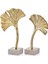 Evza Mermer 2li Yaprak Dekor Gold Bej 9,5*18*32 9,5*22*36 cm 1