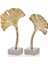 Evza Mermer 2li Yaprak Dekor Gold Bej 9,5*18*32 9,5*22*36 cm 2