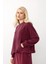 Oversize Premium Kumaş Sweat Etekli Takım Bordo 7011-TK 3