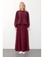 Oversize Premium Kumaş Sweat Etekli Takım Bordo 7011-TK 4