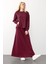 Oversize Premium Kumaş Sweat Etekli Takım Bordo 7011-TK 5