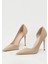 Kadın Nude Ten Süet Asimetrik 9cm Ince Topuklu Yanı Yırtmaçlı Stiletto Klasik Topuklu Ayakkabı 1