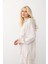 Kapüşonlu Taş Bezeli Premium Kumaş Sweat Pantolon Takım Krem 7984-TK 5