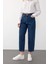 Balon Fit Kısa Paça Rahat Kesim Jean Pantolon Koyu Mavi 7572 2