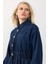 Taş Aksesuarlı Beli Lastikli Kloş Denim Elbise Koyu Mavi 9275-E 5