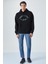 Wulf Erkek Organik Kumaşlı Içi Polarlı Yumuşacık Kanguru Cepli Kapüşonlu Siyah Sweatshirt 2