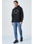 Wulf Erkek Organik Kumaşlı Içi Polarlı Yumuşacık Kanguru Cepli Kapüşonlu Siyah Sweatshirt 4