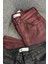 Kaplamalı Boyfit Jean- Bordo 2
