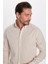 Erkek Slim Fit Dar Kesim Uzun Kollu Keten Premium Seri Düğmeli Yaka Spor Bej gömlek 3