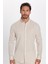 Erkek Slim Fit Dar Kesim Uzun Kollu Keten Premium Seri Düğmeli Yaka Spor Bej gömlek 2