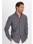 Erkek Slim Fit Dar Kesim Uzun Kollu Keten Premium Seri Düğmeli Yaka Spor Antrasit Gömlek 1
