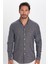Erkek Slim Fit Dar Kesim Uzun Kollu Keten Premium Seri Düğmeli Yaka Spor Antrasit Gömlek 3
