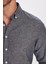 Erkek Slim Fit Dar Kesim Uzun Kollu Keten Premium Seri Düğmeli Yaka Spor Antrasit Gömlek 4