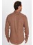 Erkek Slim Fit Dar Kesim Uzun Kollu Keten Premium Seri Düğmeli Yaka Spor Kahverengi Gömlek 5