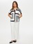 Monochrome Çizgili Desen Arkası Örme Kısa Kol Bluz S25BLZ038 1