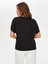 Monochrome Çizgili Desen Arkası Örme Kısa Kol Bluz S25BLZ038 5