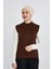 Manolyaşal Kolsuz Balıkçı Yakalı Organik Kadın Body - Çikolata -L-XL 2