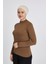 Manolyaşal Hafif Uzun Kollu Balıkçı Yakalı Organik Kadın Body - Açık Çikolata - L-XL 2