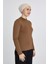 Manolyaşal Hafif Uzun Kollu Balıkçı Yakalı Organik Kadın Body - Açık Çikolata - L-XL 3
