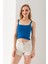 Ponpon Desenli Askılı Crop Top, Body, Şık Rahat V Yaka Fitilli Kolsuz T-Shirt Krop, Askılı Krop, Top 2