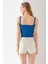 Ponpon Desenli Askılı Crop Top, Body, Şık Rahat V Yaka Fitilli Kolsuz T-Shirt Krop, Askılı Krop, Top 4