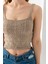 Ponpon Desenli Askılı Crop Top, Body, Şık Rahat V Yaka Fitilli Kolsuz T-Shirt Krop, Askılı Krop, Top 3