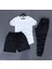 3'lü Unisex Kombin Smile Baskılı T-Shirt, Şort ve Eşorfman Kombin 1