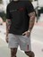 Oversize T-Shirt Paris Baskılı Ünisex Yazlık T-Shirt ve Şort 2 Li Set Combin Takım 1
