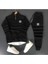 Unisex Üç Çizgi Baskılı Yarım Fermuarlı Sweatshirt-Eşofman Altı Set Kombin 1