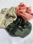 3'lü Scrunchie Saten Lastikli Toka Somon Krem Haki 3