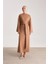Örme Beli Çift Bağlamalı Elbise ORT9727 Camel 3