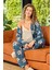 Aydoğan Kadın Çiçek Desenli Mavi %95 Viskon %5 Elasthan Kumaş Pijama Takımı 1